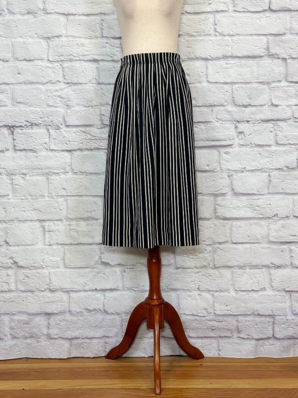 J. Crew Black & Beige Striped Midi Skirt